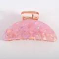 Molla per capelli in acrilico rosa con fiocco, elegante acconciatura a mezzaluna per donne. - Rosa