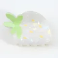 Pinza de pelo de fresa acrílica, bonita horquilla de fruta dulce para peinado diario encantador. - Estilo Fresa Blanco Iridiscente / Blanco
