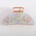Molletta per capelli a mezzaluna in acrilico con fiocchi eleganti e strass brillanti. - Argento
