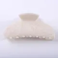 Molla per capelli minimalista in acetato 9.5cm bianco perlato eleganti accessori capelli - Pinza per Capelli a Mezzaluna Perlata / Bianco