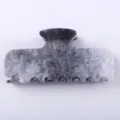 Morsetto per capelli in acrilico marmorizzato grigio da 10 cm, elegante fermaglio. - Marmo Nero Bianco Grigio