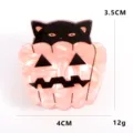 Halloween molletta per capelli gatto nero zucca acrilico fermaglio carino per donne ragazze - Base Rosa Gatto Nero Zucca (Stile 7)