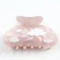 Molla per capelli in acrilico rosa con motivo a nuvola bianca, stile carino e minimalista. - Nuvola Rosa
