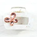 Molla per Capelli Fiore di Cristallo Strass Rosa Artiglio Elegante Accessori Capelli Donna - Bianco