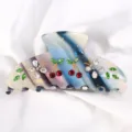 Molla per capelli in acetato sfumato con strass, grazioso design a ciliegia fiore, accessorio. - Sfumatura Multicolore
