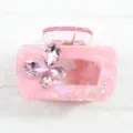 Molla per capelli con farfalla in strass rosa, pinza per capelli in resina da 5.5cm donna. - Rosa