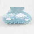 Molletta per capelli in acrilico azzurro con nuvole bianche accessorio donna elegante - Nuvola