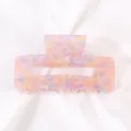 Molla per capelli in acetato rosa, fermaglio quadrato medio per acconciatura elegante. - Stile Rettangolare Cavo / Marmo Rosa Viola