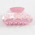 Molla per capelli rosa in acrilico con fiocchi carini e strass brillanti per look dolci. - Fiocco Rosa