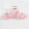 Molla per capelli a farfalla rosa trasparente con strass, elegante accessorio PVC da donna. - Sfumatura Rosa