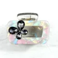 Molla per capelli farfalla con strass iridescenti retro PVC clip squalo elegante per donna. - Argento