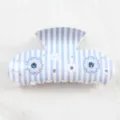 Molla per capelli a righe blu con strass, accessorio floreale in acrilico per donna. - A Righe Blu