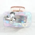 Chic pinza per capelli in acrilico olografico con farfalla in strass scintillante per donna. - Blu