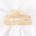 Pinza per capelli quadrata in acetato medio, elegante accessorio per capelli marmorizzato. - Stile Rettangolare Cavo / Marmo Bianco Crema