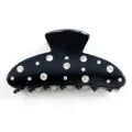 Molletta per capelli in acrilico nero con strass, elegante accessorio luminoso donna. - Strass Nero