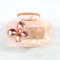 Molla per Capelli Strass 5.5cm Fermaglio Artiglio Rosa Resina Accessori Capelli Donna - Arancione