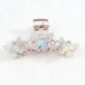 Molla per capelli farfalla rosa, clip artiglio trasparente 8cm per acconciatura donna. - Stile Rosa Trasparente