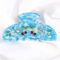 Molletta per capelli in acetato marmorizzato blu con strass per acconciature da donna e ragazza. - Marmo Blu