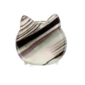 Graziosa mini molletta per capelli in PVC a forma di gatto con motivo a righe retrò e lucida. - Forma Mini Orecchio di Gatto / Strisce Geometriche Retro