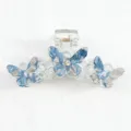 Molla per capelli a farfalla blu elegante pinza squalo retro accessori per capelli - Stile Floreale Blu Bianco