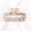 Molla per capelli in acrilico marmo bianco rettangolare cava fermaglio per styling quotidiano - Lustro Marmo Bianco