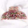 Mollettina per capelli in acetato con strass da donna, design ciliegia e fiore luminoso accessorio - Motivo Marmo