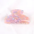 Pinza per capelli trasparente rosa in acrilico, accessorio quadrato stile acetato. - Marmorizzato Colorato Trasparente