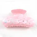 Molla per capelli in acrilico rosa con strass e grazioso design di stella marina elegante. - Stella Marina Rosa