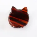 Mini molletta per capelli tartaruga gatto design simpatico accessorio moda donna marrone - Forma Mini Orecchio di Gatto / Motivo Tartarugato Frontale