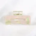 Molla per capelli quadrata trasparente in acetato per acconciature eleganti giornaliere - Stile Lucentezza Perla Rosa Chiaro e Verde