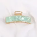 Elegante molletta per capelli in acrilico verde menta con montatura in lega di zinco. - Marmo Verde Chiaro