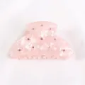 Molle per capelli in acrilico rosa con strass rosa brillanti per acconciature eleganti. - Rosa