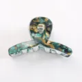 Molletta per capelli in acrilico verde oro tartaruga motivo cavo accessorio donna - Piccola Pinza Circolare Cava (F472) / Tartarugato Verde e Oro