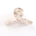 Piccola molletta per capelli in acrilico con design cavo vintage e marmo elegante. - Piccola Pinza Circolare Cava (F472) / Motivo Marmo Bianco Sporco