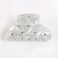 Molletta per capelli in acrilico bianco perla con strass delicati per donne styling quotidiano - Argento