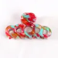 Molla per capelli in acetato piccola cavità marmorizzata accessorio colorata pinza - Pinza Piccola Traforata (F461) / Marmo Rosso e Verde