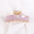 Molletta per capelli a mezzaluna in acrilico rosa clip squalo in lega dorata - Rosa Chiaro Marmorizzato