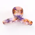 Piccola molletta per capelli in acrilico con design circolare e motivo viola arancione. - Piccola Pinza Circolare Cava (F472) / Vintage Viola e Arancione