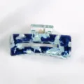 Molletta per capelli rettangolare marmorizzata blu, accessorio per capelli in acetato trasparente. - Stile Texture Marmo Blu