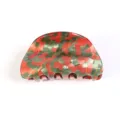 Molletta per capelli in acrilico da donna, accessorio per capelli medio con motivo a mosaico rosso verde. - rosso e verde