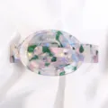 Fermaglio per capelli in acrilico con design geometrico marmorizzato viola e verde. - Fermaglio Orizzontale Grande / Marmo Multicolore