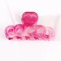 Pinza per capelli cava traslucida rosa glitterata accessorio capelli acetato donna - Pinza Piccola Traforata (F461) / Rosa Trasparente Glitter