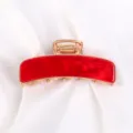 Molletta per capelli rossa in acrilico metallo mezzaluna fermaglio elegante per donna stile. - rosso vivo
