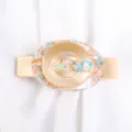 Elegante fermaglio per capelli in acrilico con design geometrico, accessorio chic. - Fermaglio Orizzontale Grande / Motivo Crema e Oro