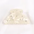 Acryl Haarklammer mit funkelnden Strasssteinen, elegantes Perlweiss Finish fuer taegliche Frisuren. - Gebrochenes Weiß
