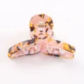 Piccola molletta per capelli in acrilico tartarugato rosa accessorio vintage. - Piccola Pinza Circolare Cava (F472) / Tartarugato Rosa