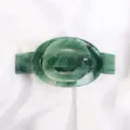 Molla per capelli in acrilico verde con design ovale geometrico, elegante fermaglio donna. - Fermaglio Orizzontale Grande / Verde Scuro Motivo Marmorizzato