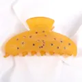 Molletta per capelli in acetato e strass ambra, elegante accessorio per acconciature. - Luna Stella Ambra