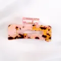 Molla per capelli quadrata tartarugata rosa, accessorio trasparente in acrilico. - Stile Motivo Tartarugato Rosa e Scuro