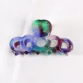 Piccola molletta per capelli in acetato, accessorio con sfumatura multicolore cava. - Pinza Piccola Traforata (F461) / Sfumato Verde Viola Blu